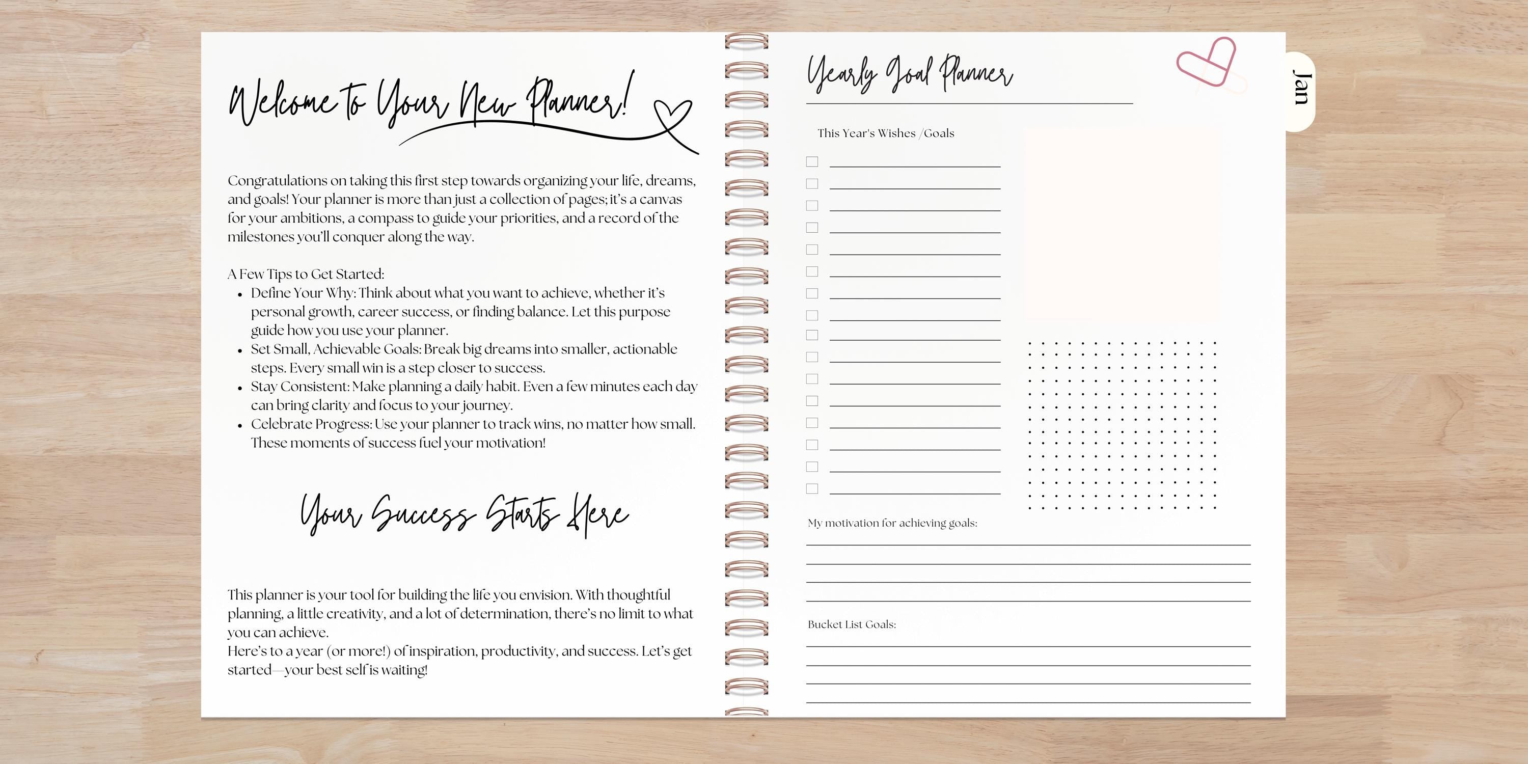 CUSTOM ORDER - 2026 Personalized 12-Month Planner with Tabs | Coil Bound Weekly & Monthly Layout