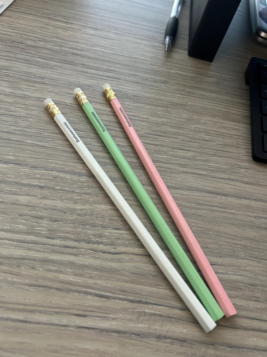 Pastel Pencil Set - Pink, Green & White Stationery