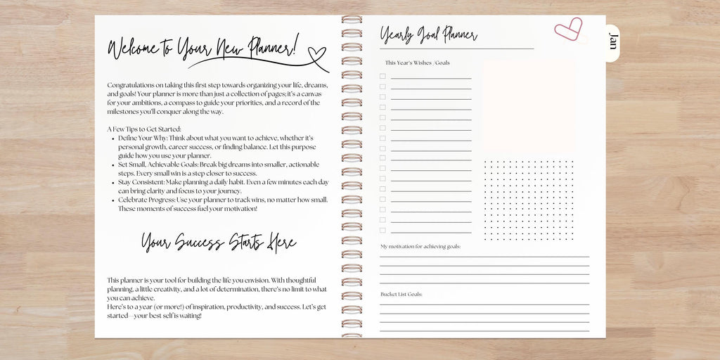 Personalized 12-Month Dated Planner | Choose Your Own Start Month | Weekly & Monthly Organizer with Tabs