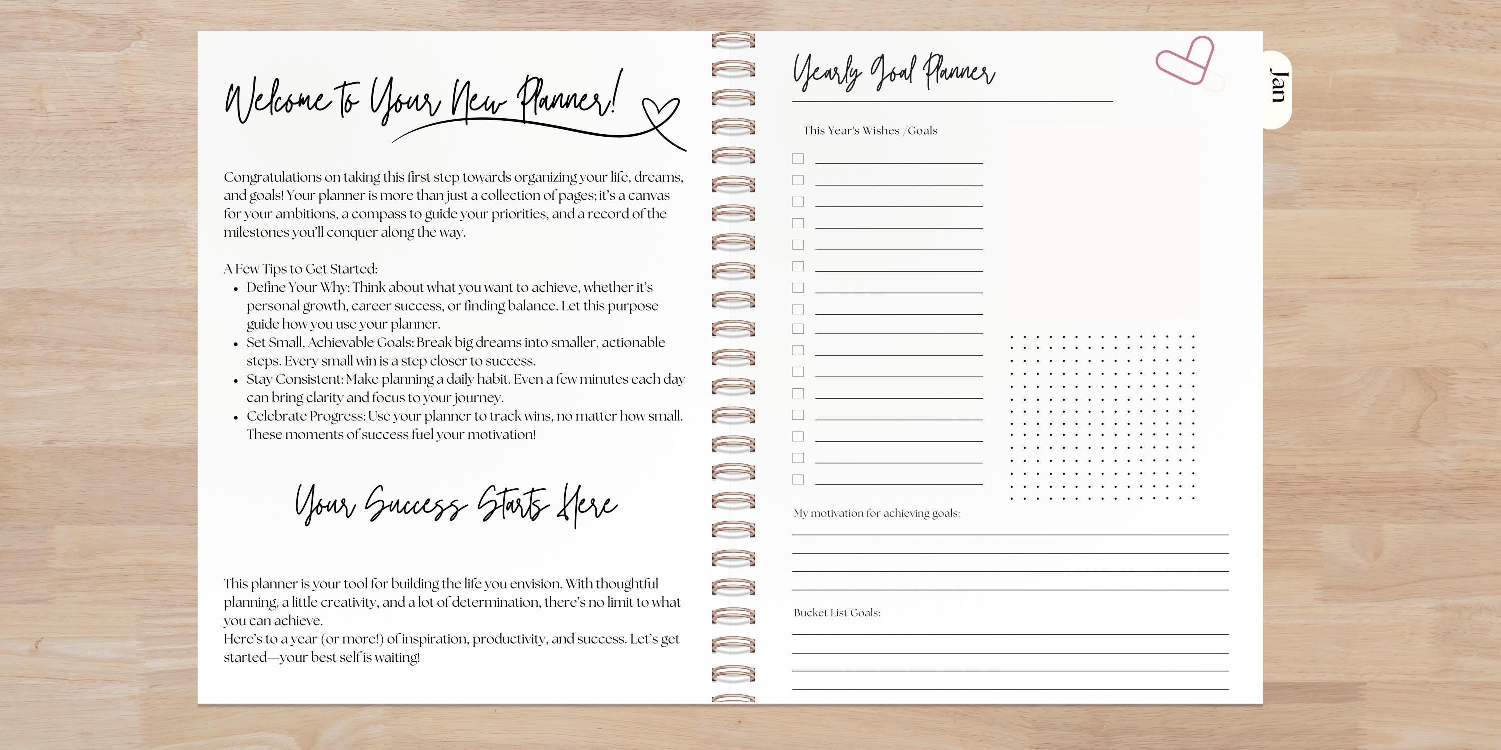 Personalized 12-Month Dated Planner | Choose Your Own Start Month | Weekly & Monthly Organizer with Tabs