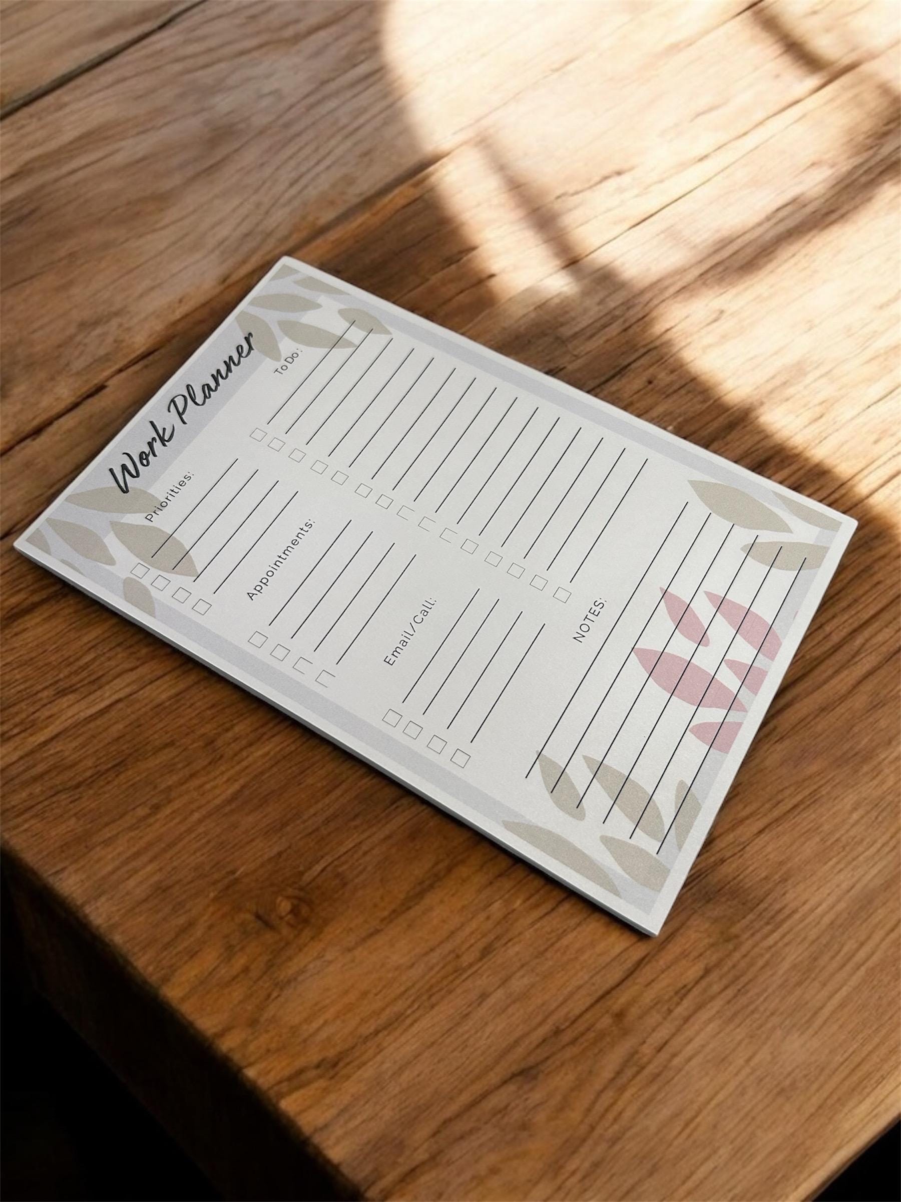 A5 Work Planner Notepad | Daily To-Do List, Email Tracker & Appointments | 50 Tear-Off Sheets