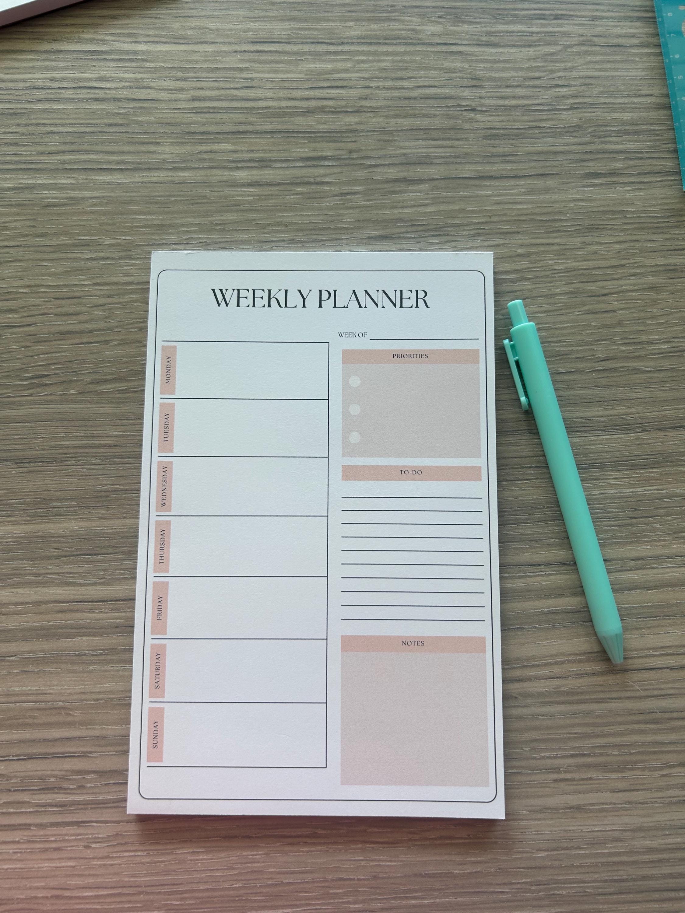 A5 Weekly Planner Notepad – Minimalist Undated To-Do List Desk Pad, Tear-Off Productivity Planner
