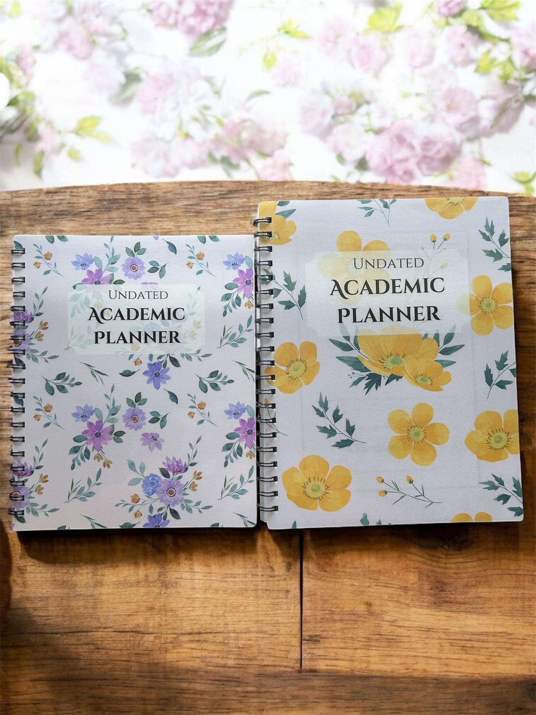 Undated 12-Month College Planner | Academic Semester Organizer with Personalized Cover & Tabs