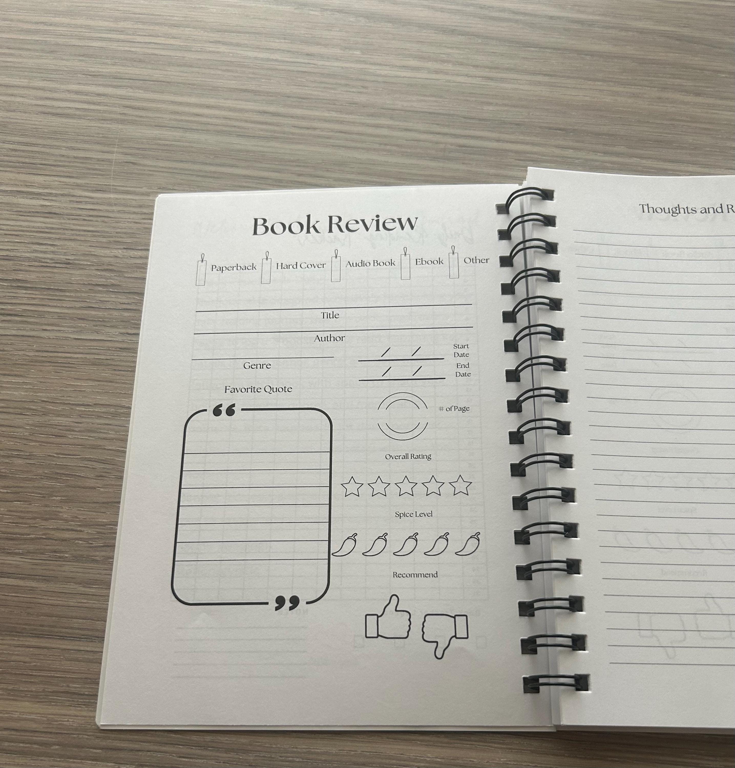 A5 Book Review Journal | Minimalist Reading Log for Book Lovers