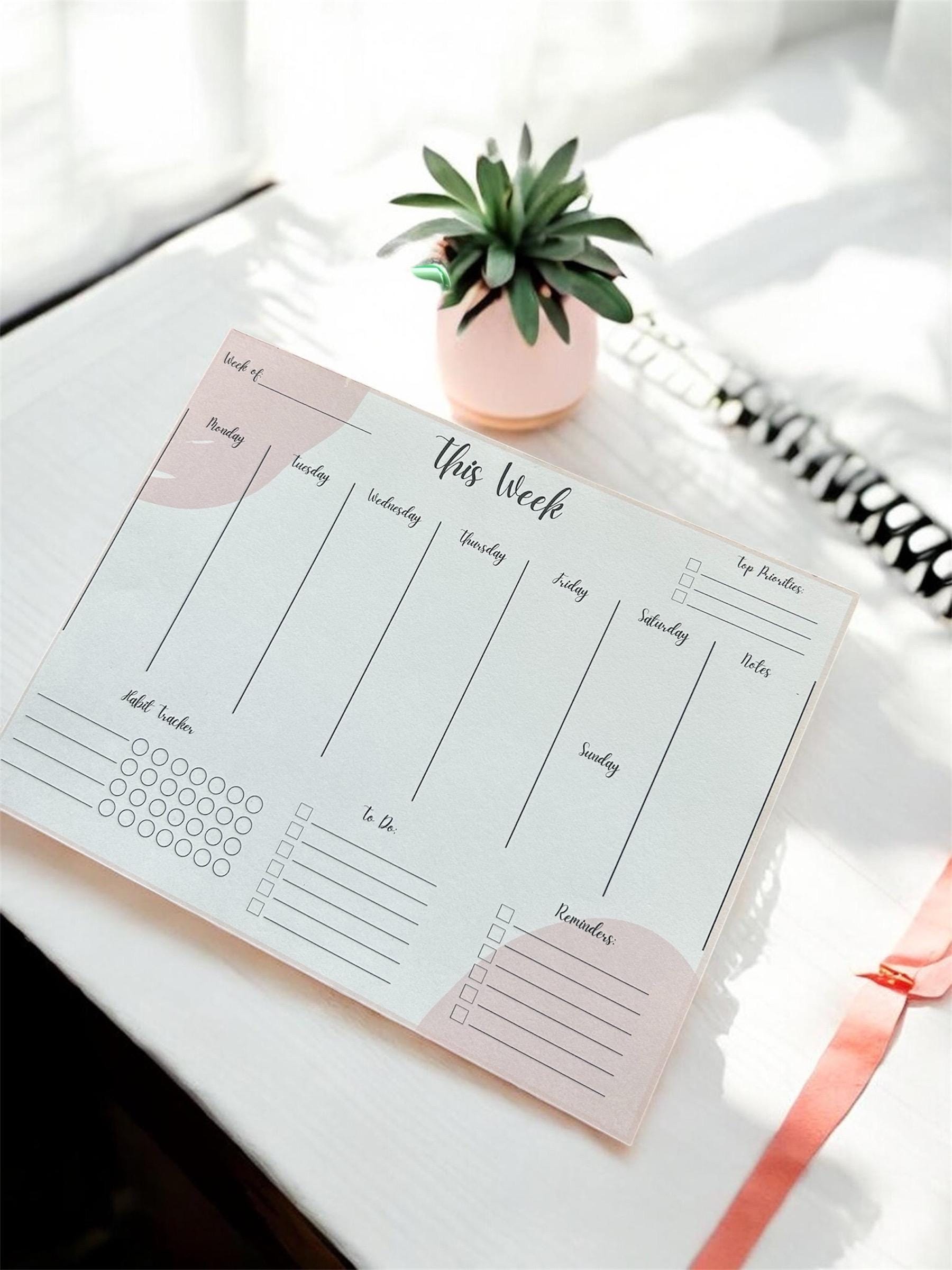 Weekly Planner Notepad | Letter Size Desk Pad with Habit Tracker
