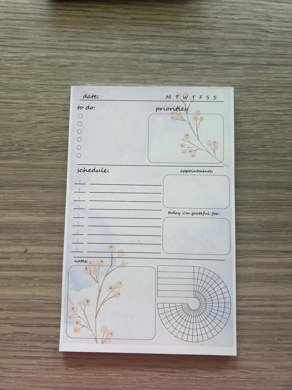 Floral Daily Planner Notepad | A5 Undated | To-Do List, Gratitude & Habit Tracker