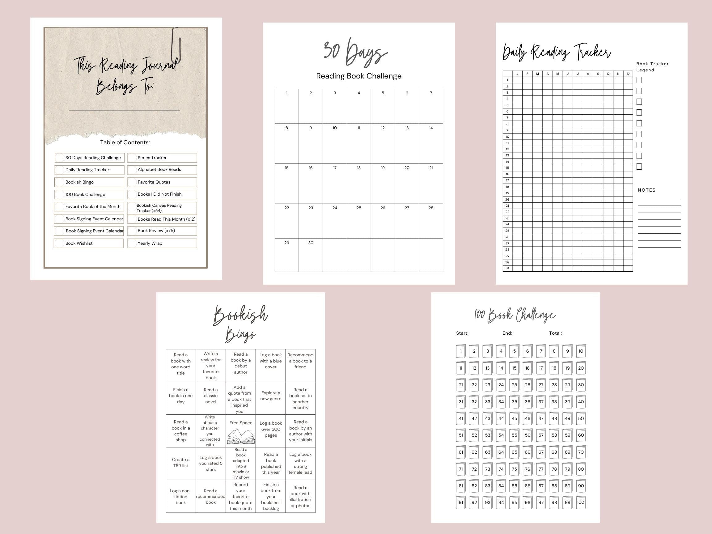 Personalized Reading Journal 8x10 | Book Tracker, Reading Log & Goals