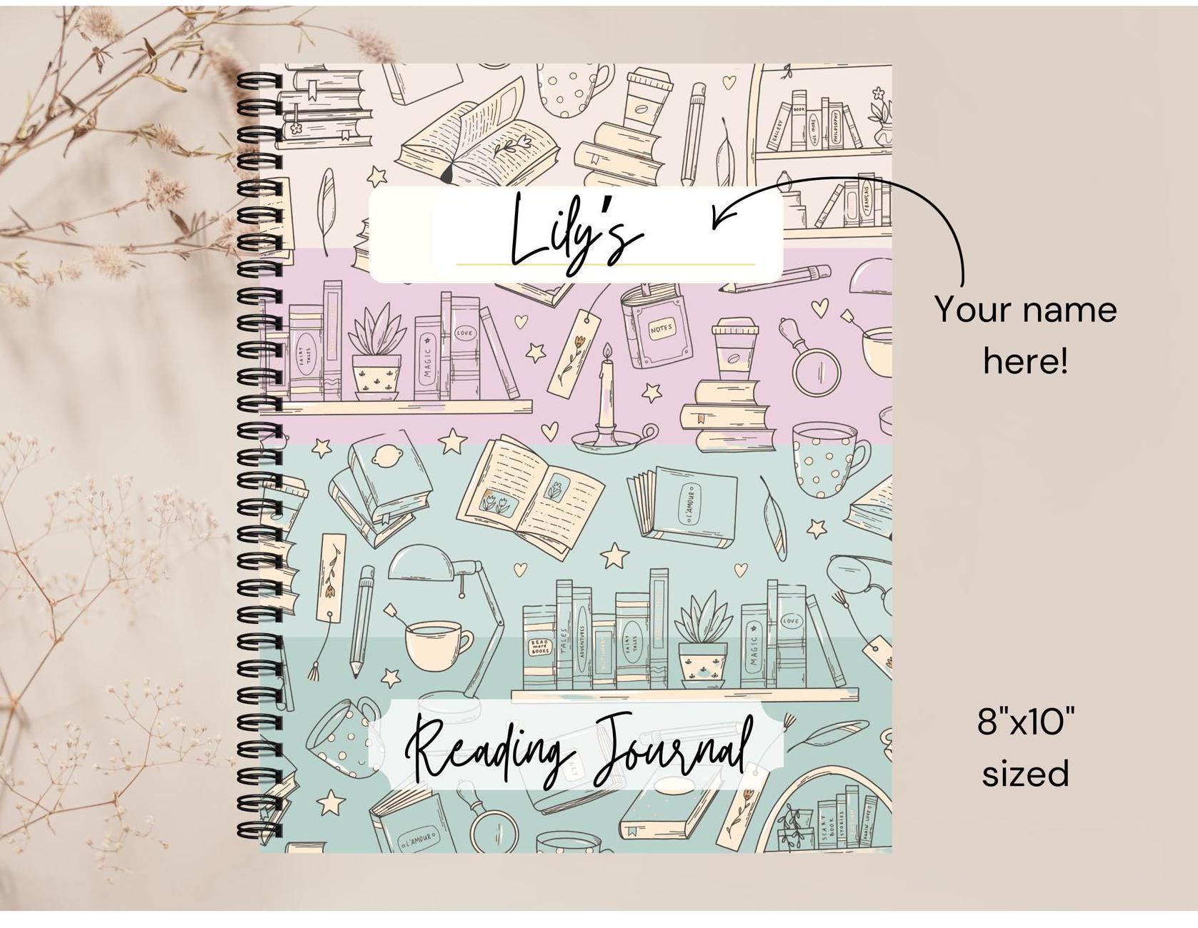 Personalized Reading Journal 8x10 | Book Tracker, Reading Log & Goals