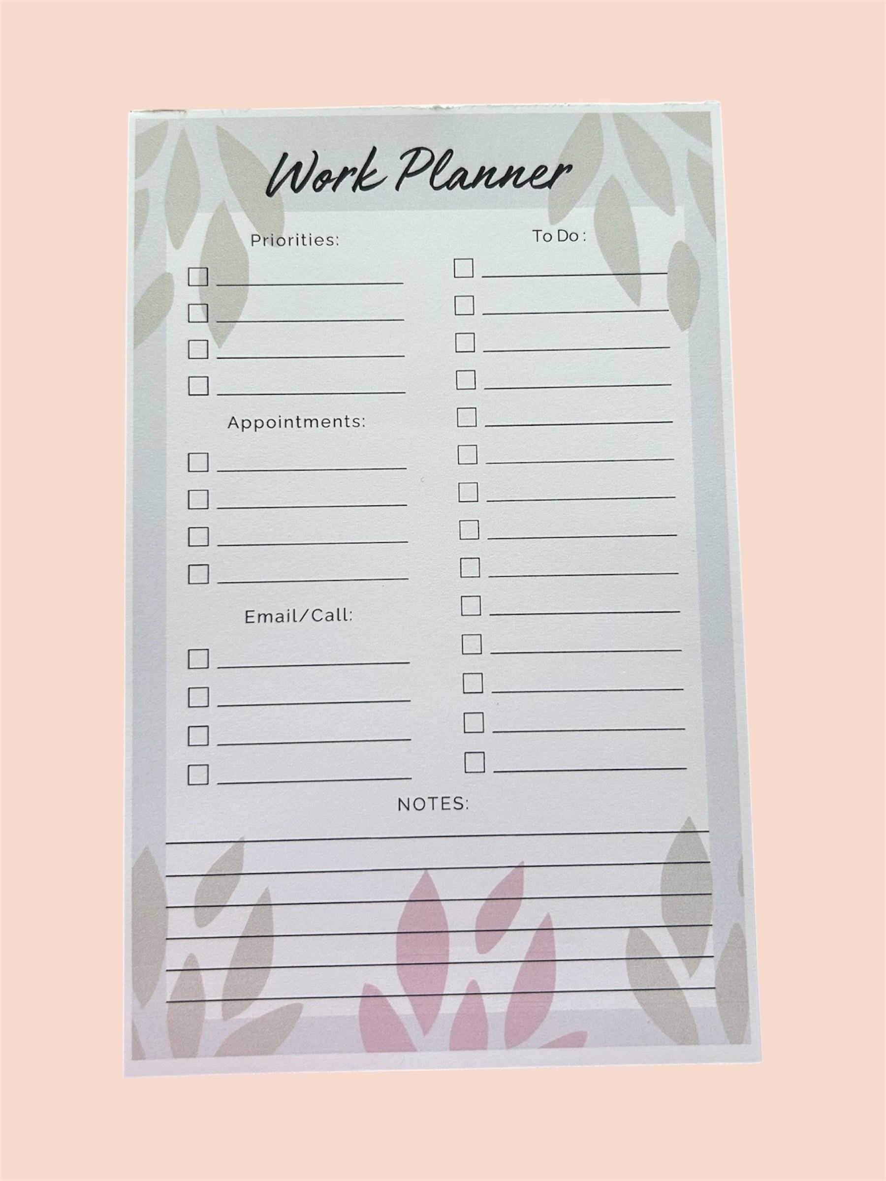 A5 Work Planner Notepad | Daily To-Do List, Email Tracker & Appointments | 50 Tear-Off Sheets