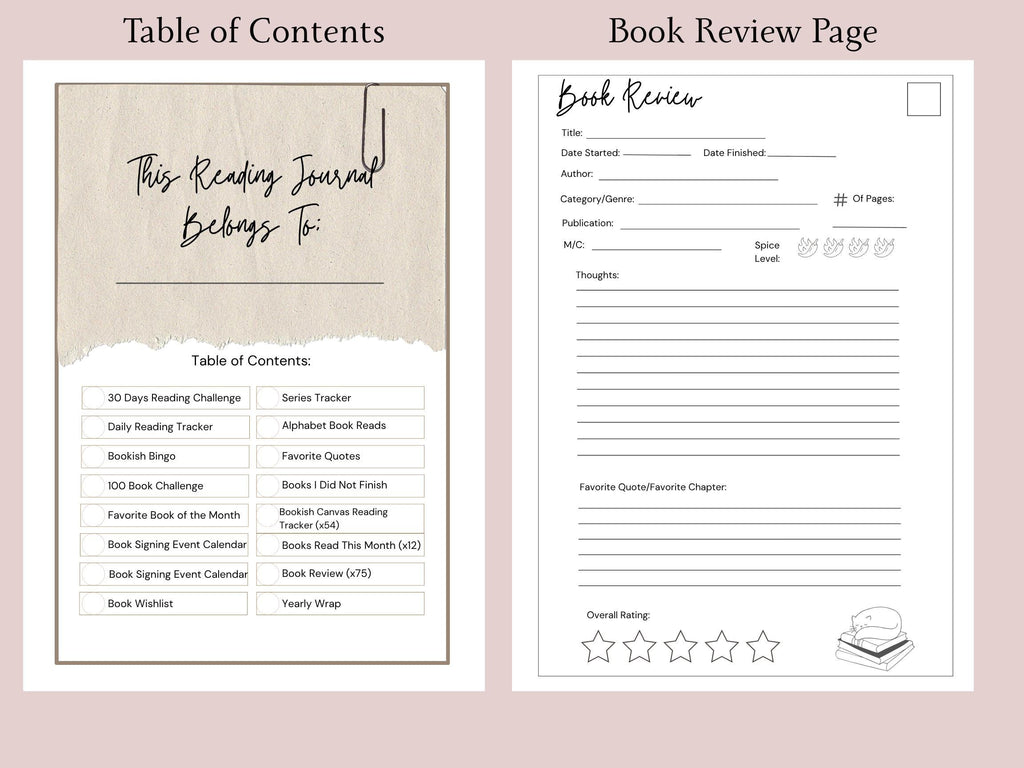 Personalized Reading Journal 8x10 | Book Tracker, Reading Log & Goals
