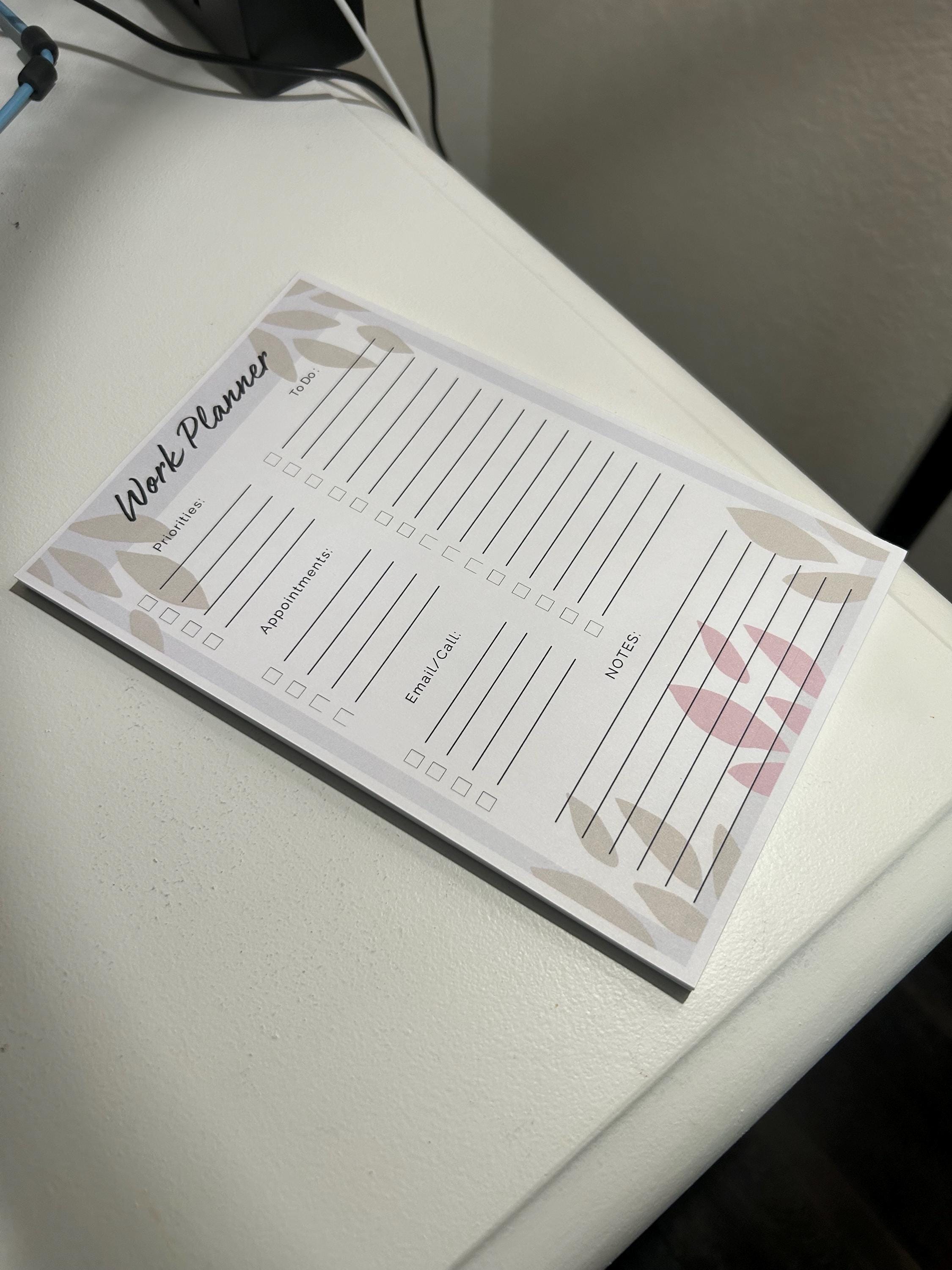 A5 Work Planner Notepad | Daily To-Do List, Email Tracker & Appointments | 50 Tear-Off Sheets
