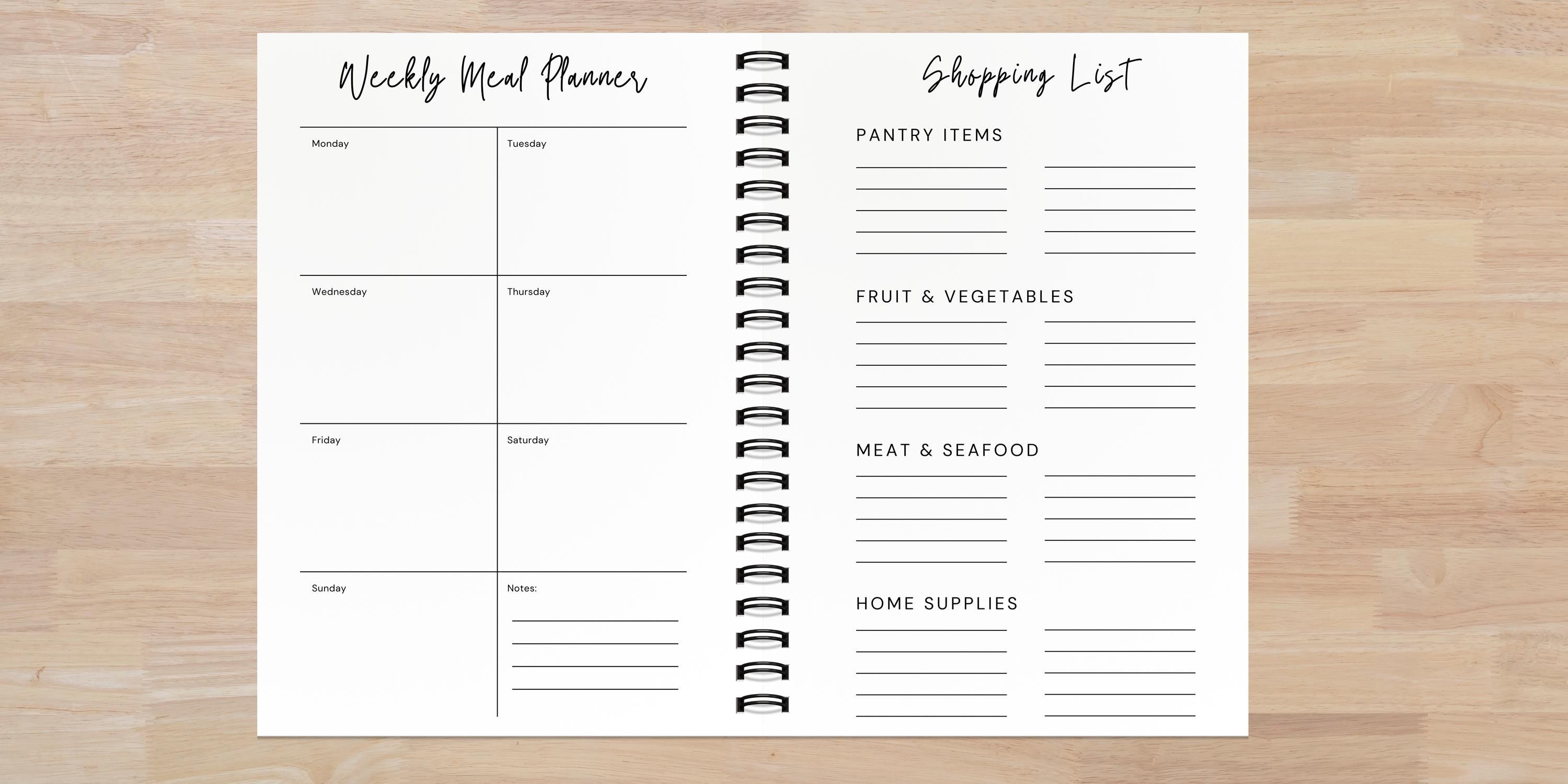 A5 Weekly Meal Planner Journal | Handmade Meal Prep Notebook