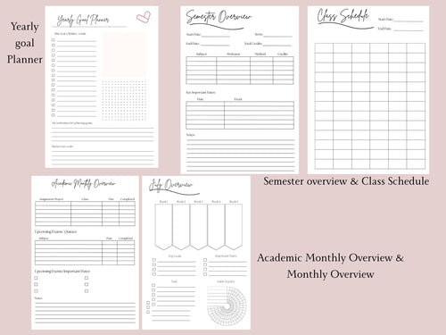 12-Month Student Academic Planner | Choose Your Start Month | Class Timetable & Monthly Dashboard
