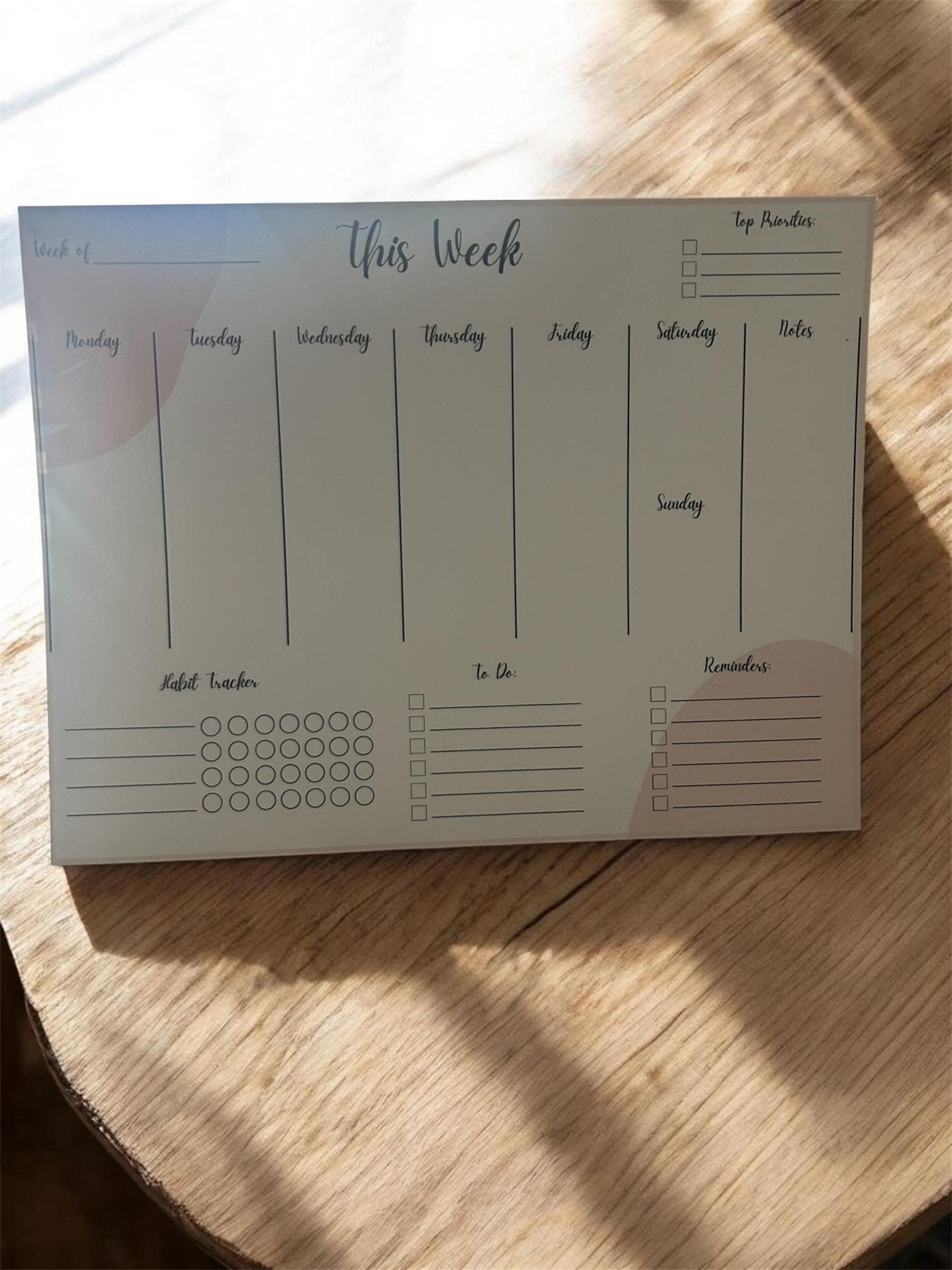 Weekly Planner Notepad | Letter Size Desk Pad with Habit Tracker