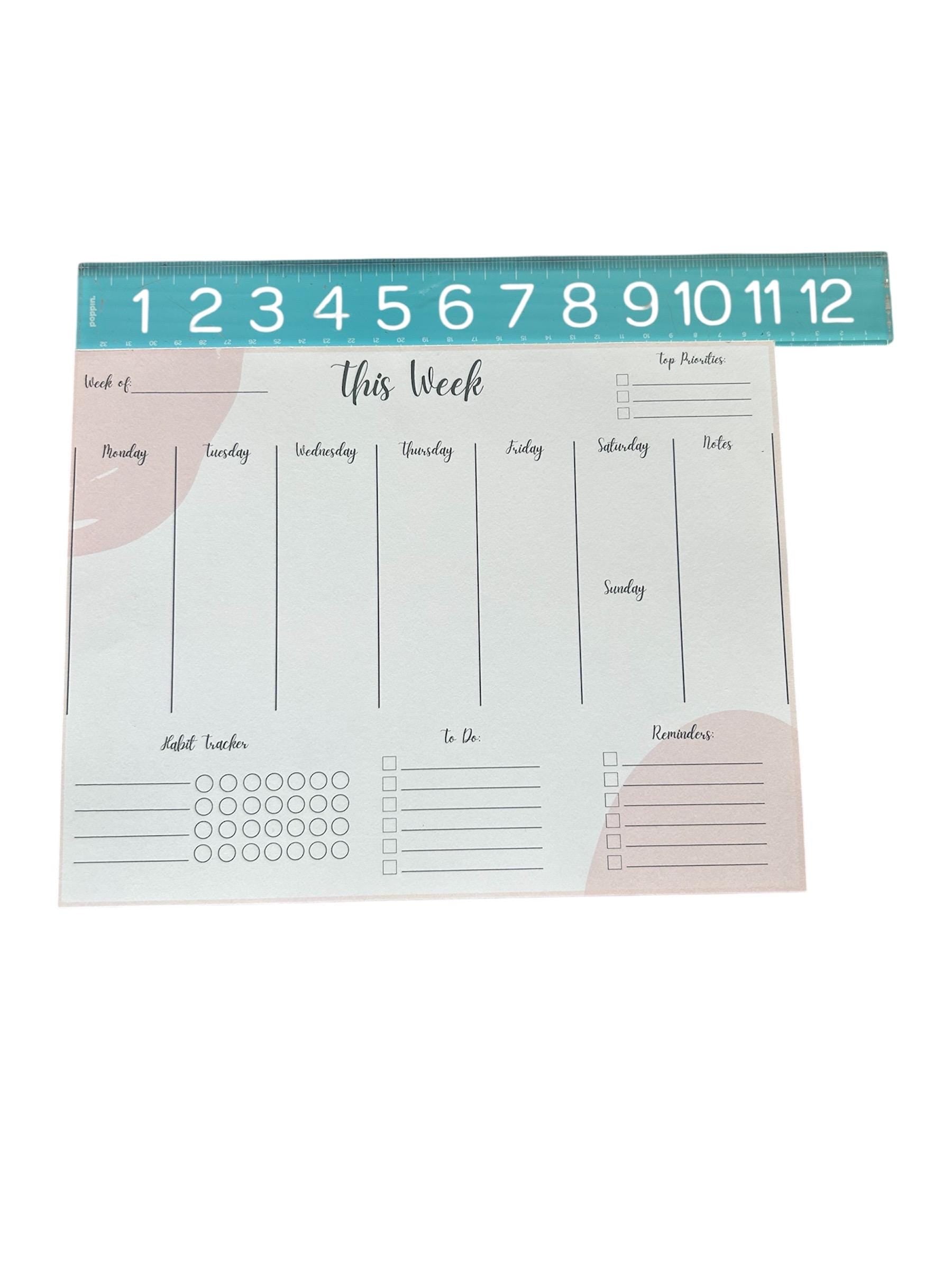 Weekly Planner Notepad | Letter Size Desk Pad with Habit Tracker