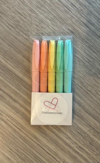 Pastel Highlighter Set: 5 Soft Color Markers for Journaling