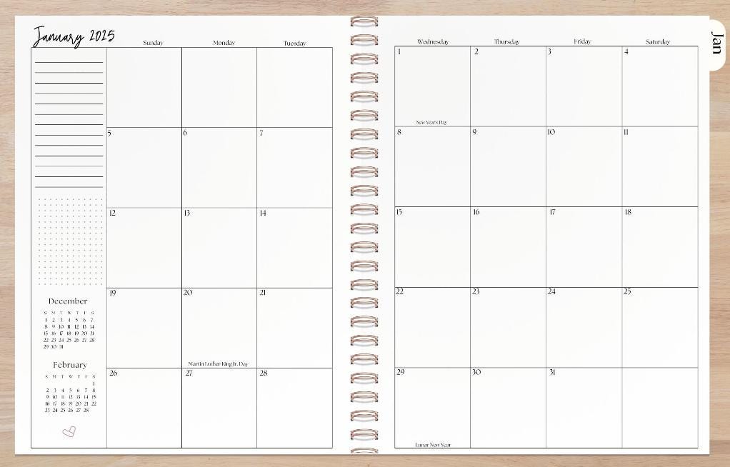 2026-2027 12 Month Planner | Weekly Monthly Agenda | Choose Start Month | A5, 8x10, Letter